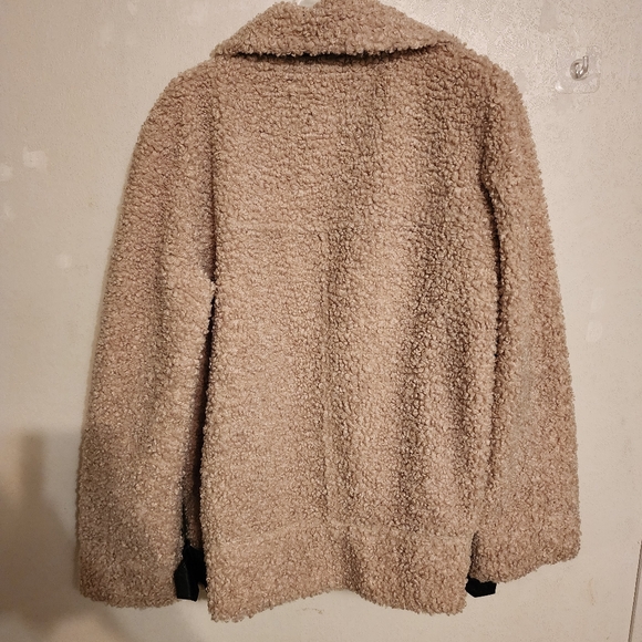 Zara Teddy Faux Shearling Aviator Moto Jacket With Leather Accents Size L - Picture 7 of 11